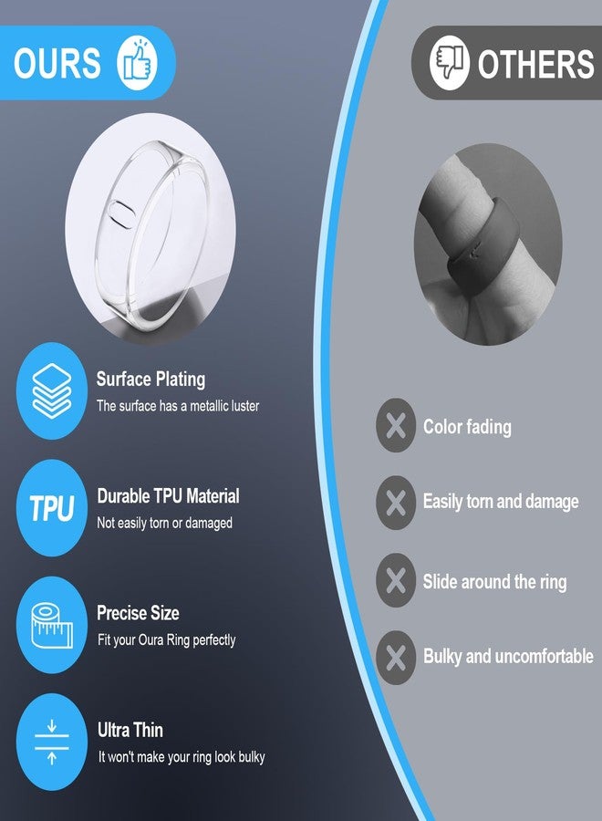 ZOOROO 3 Pack Cover Compatible with Oura Ring Gen 4/Oura Ring Gen 3 Horizon/Heritage, Surport Charging with Cover on, Anti-Scratch TPU Protector for Men Women (Size 8, Clear+Silver+Gold) - Image 4